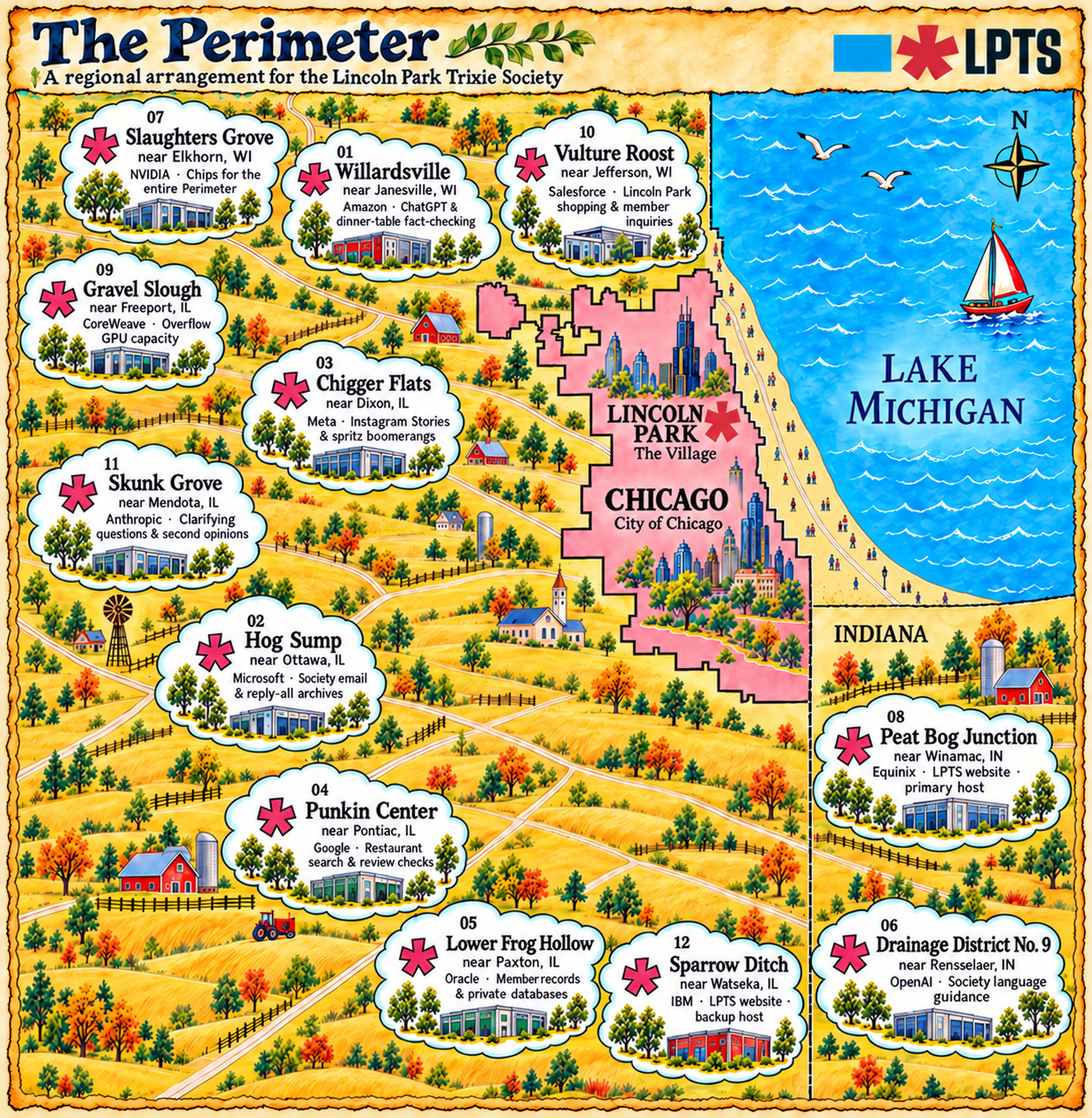 The Perimeter: twelve remote data center locations serving Lincoln Park and the Society