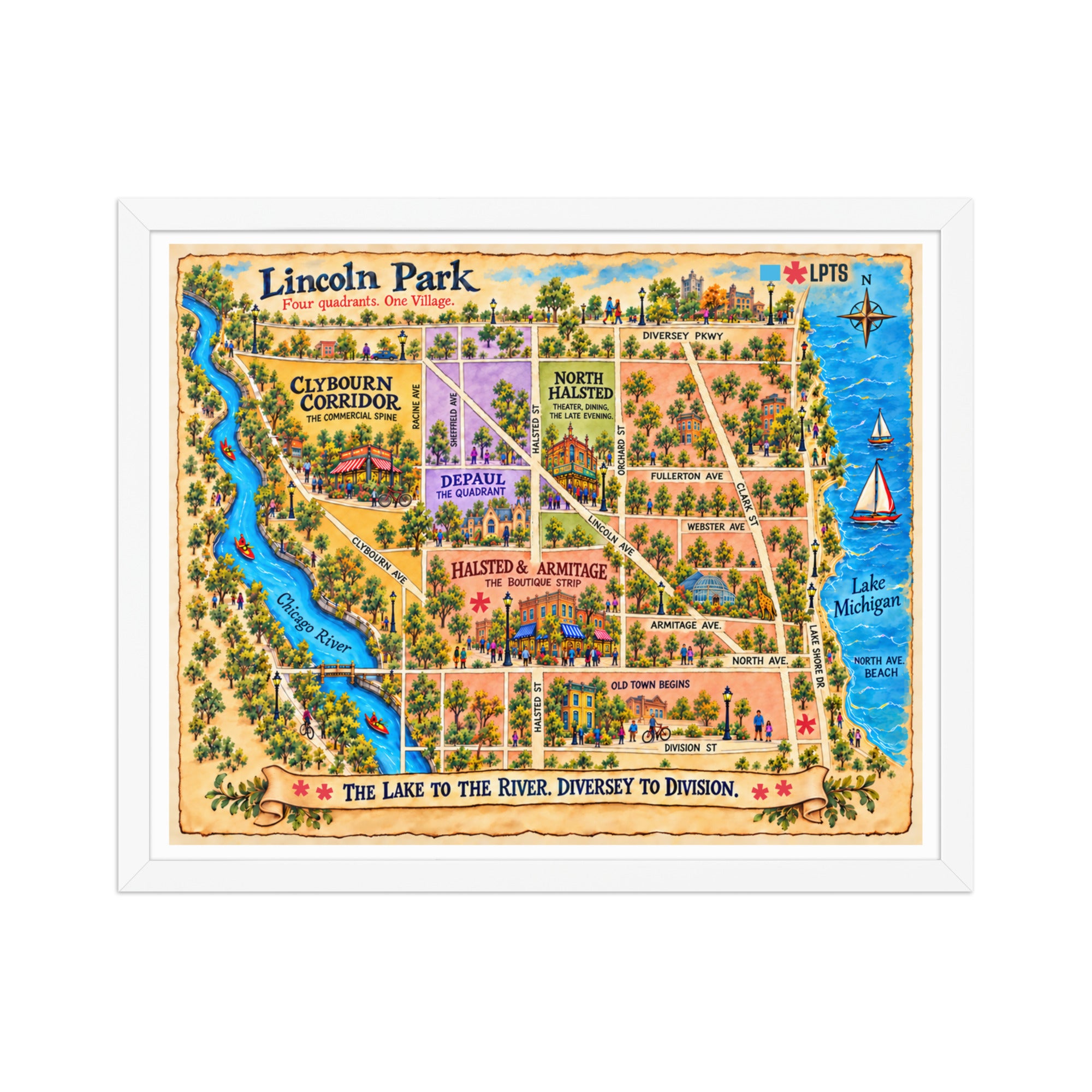Lincoln Park Quadrants Framed — actual product mockup