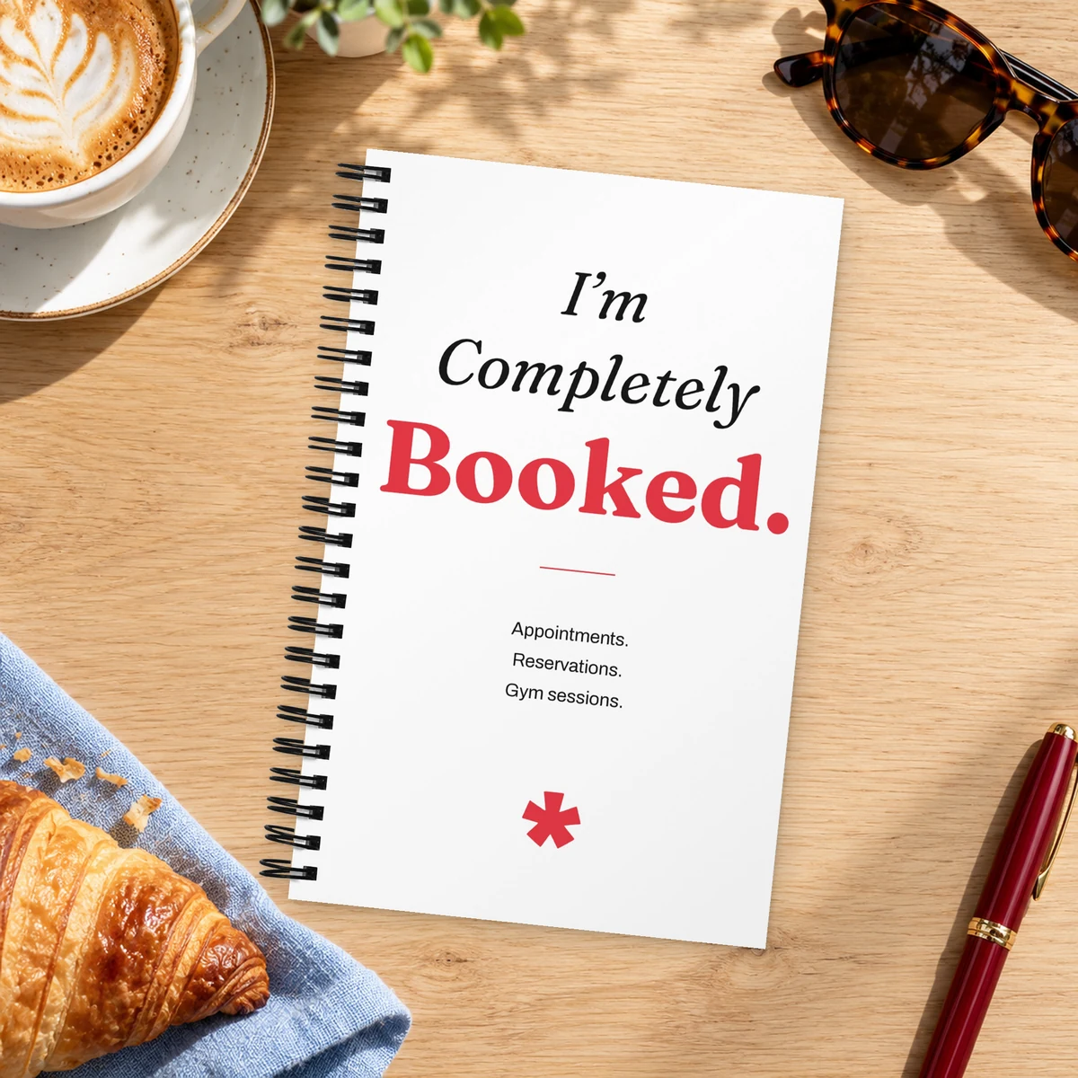 I’m Completely Booked Notebook in a styled setting