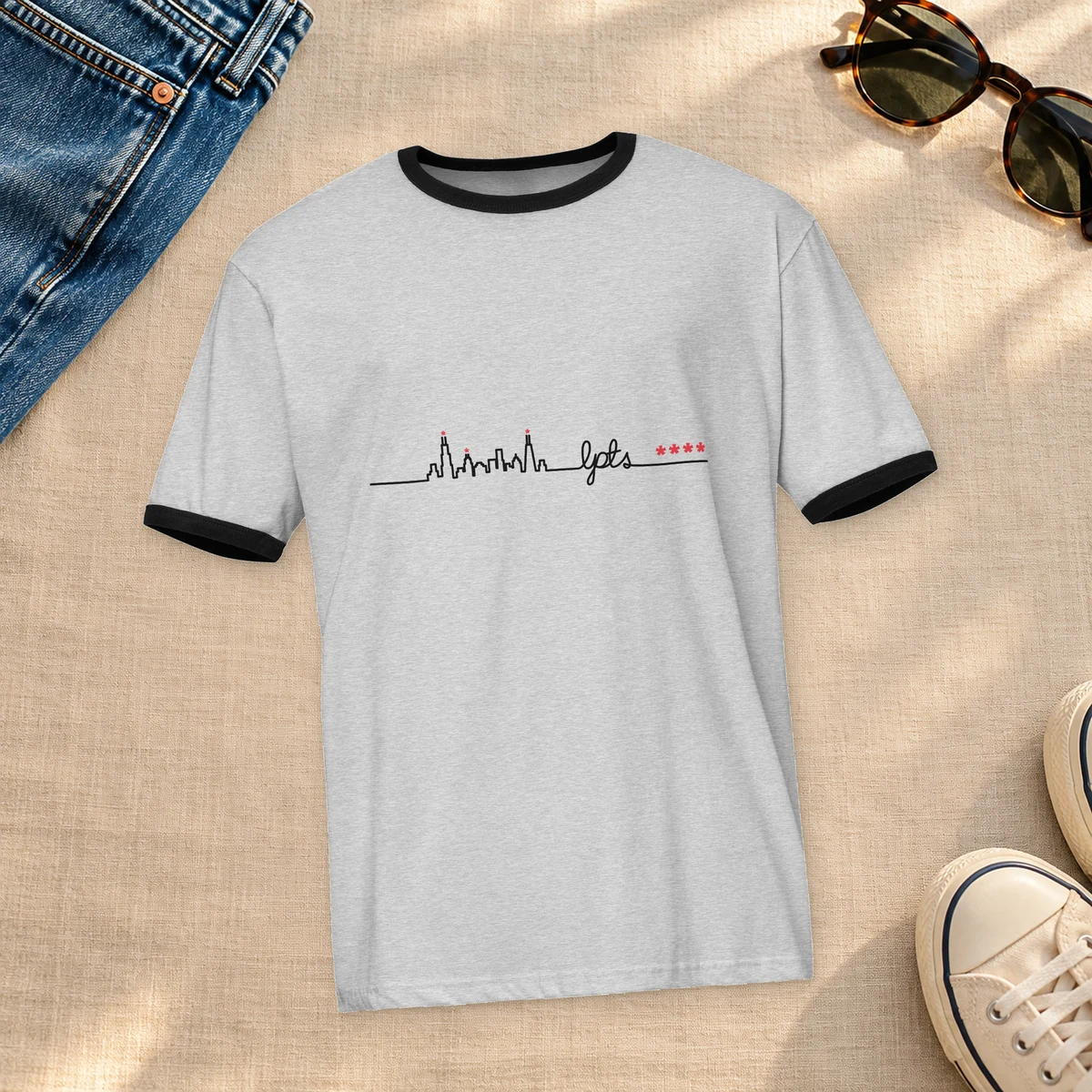 LPTS Skyline Ringer Tee in a styled setting